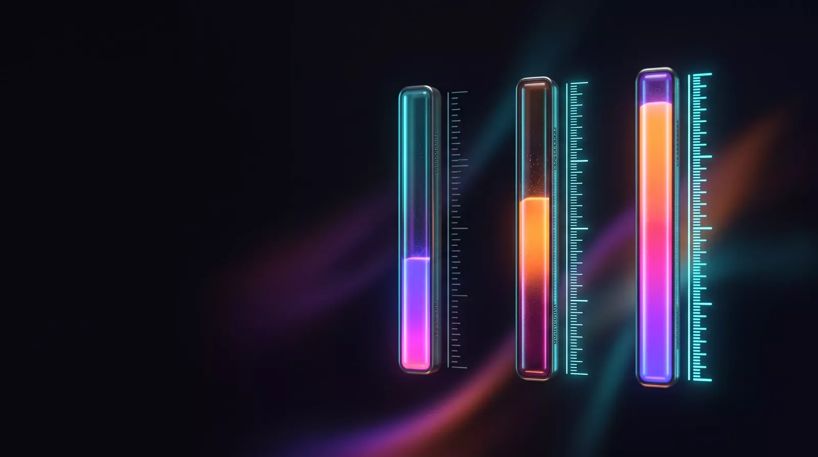 Trois jauges lumineuses alignées, l’une plus avancée que les autres