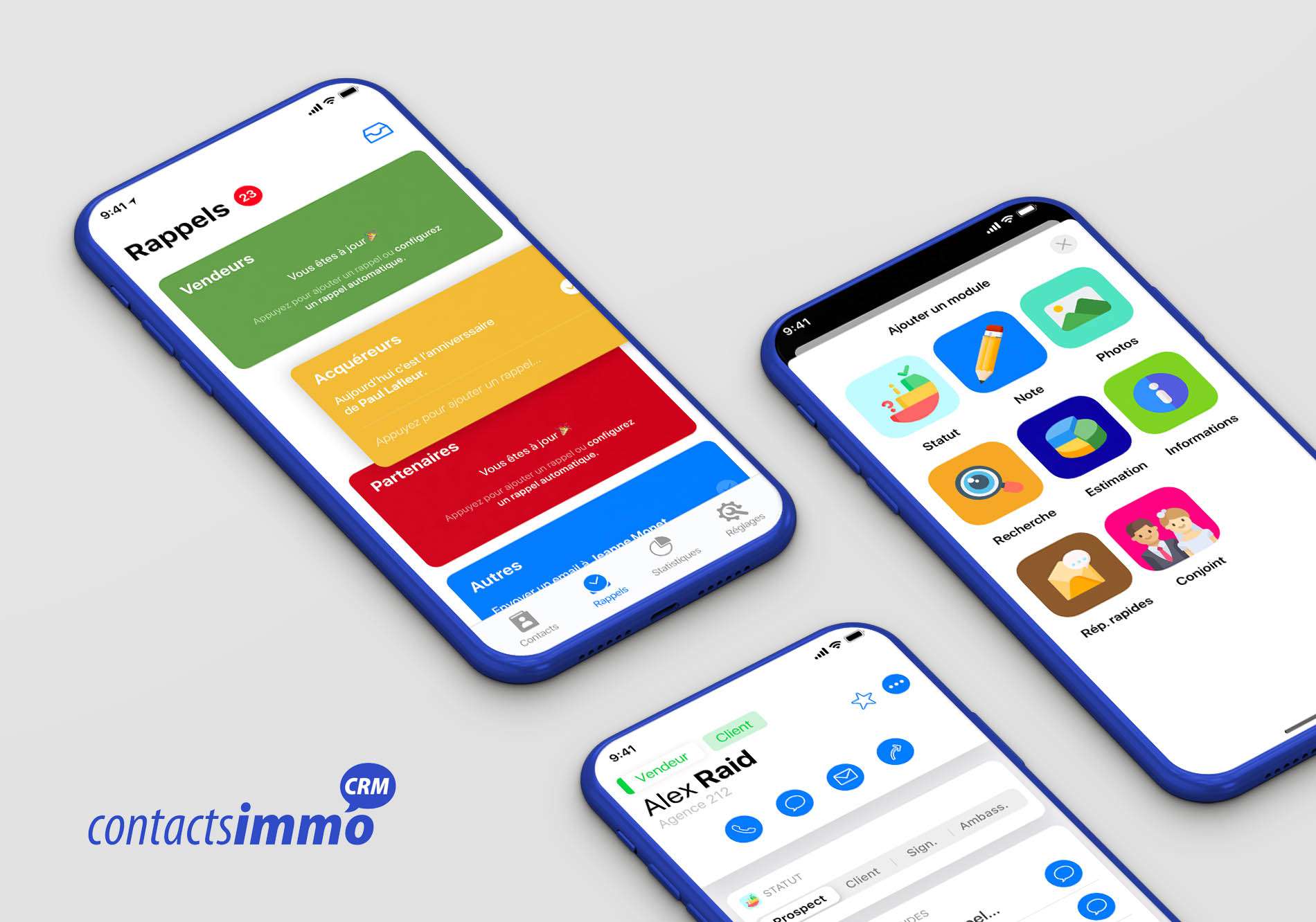 contactsimmo CRM — CRM · Immobilier, projet réalisé par 55 agency