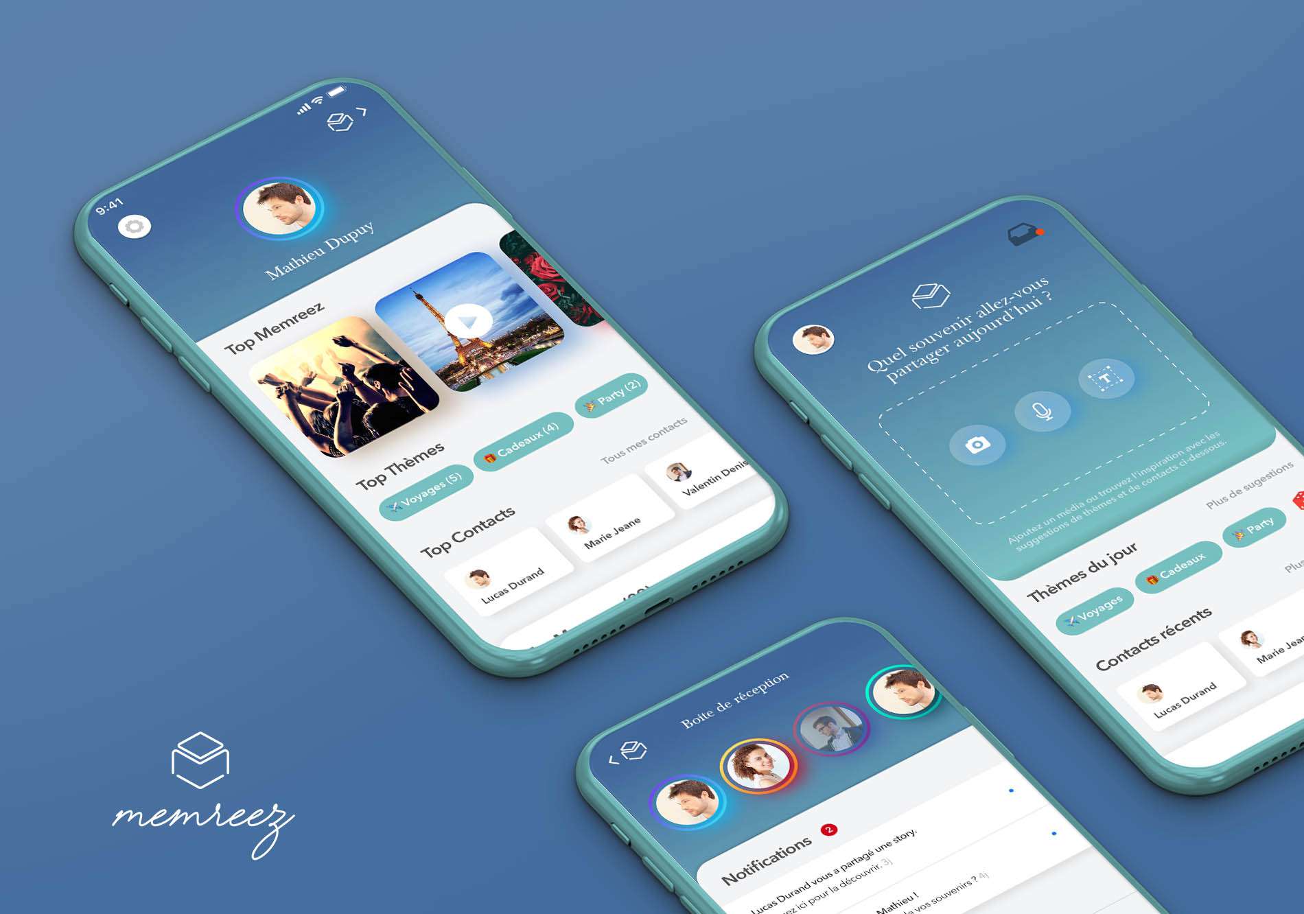 memreez — Social · Souvenirs, projet réalisé par 55 agency