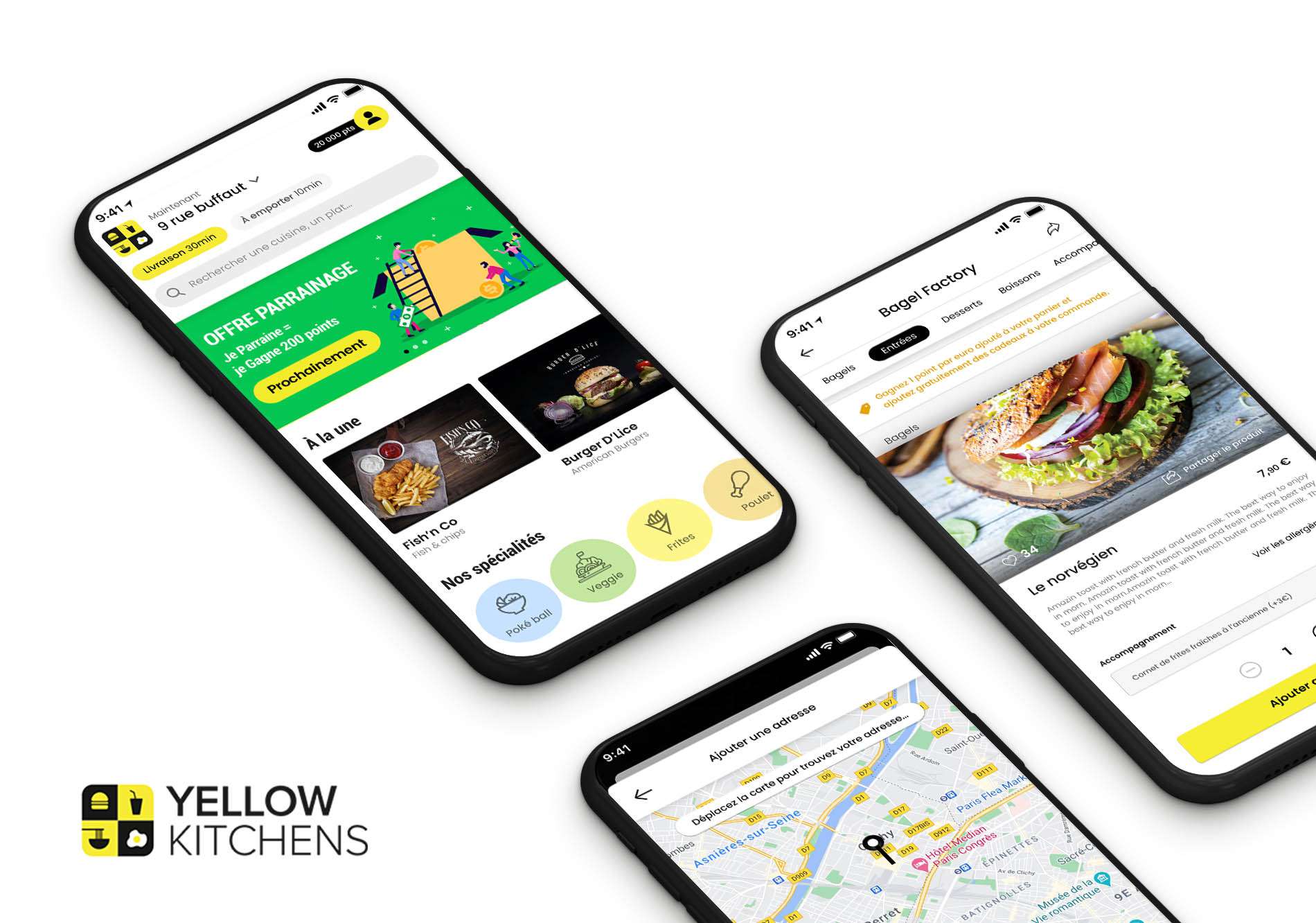 Yellow Kitchens — Food · Livraison, projet réalisé par 55 agency